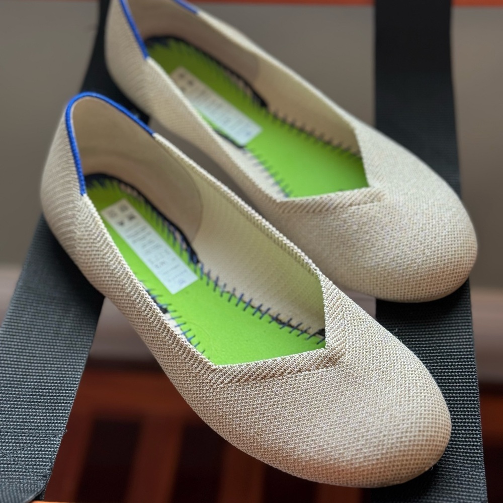 Rothy’s Light Gold Metallic Flats